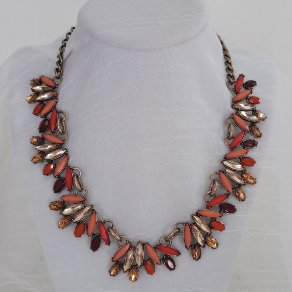 Adjustable Length Multicolor Necklace (Orange/Red… - image 1
